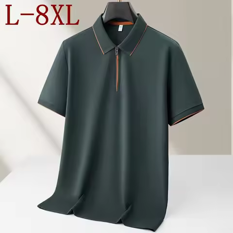 8XL 7XL 6XL 2026 New Summer High End Luxury Cotton Shirts For Man Tops Casual Loose Mens Polo Shirt 