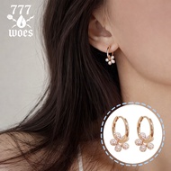 777woes Rose Gold Flower Hoop Earrings With Cz Diamonds Full Piece Luxurious Exquisite Sparkling Cla