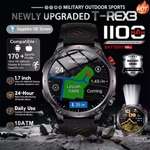 2026 New T-Rex3 Ultra 1100mAh Super Capacity Battery Adult Men Smart Watch 1.7" Large Screen Call 5A