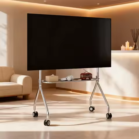 Nordic TV Racks Multifunctional Stainless Steel Mobile TV Stand with DIY Pegboard Sturdy Y - Shaped 