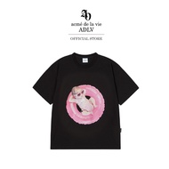 ADLV [acme de la vie] เสื้อยืด Oversize รุ่น Baby Face Tube Girl Sleeve T-Shirt Black