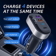 4 Port Car Charger 3.1A USB C USB A Voltmeter 12V 24V Universal