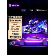 Aigo AG493UCX2 Monitor Lengkung 49-inci 5K 165Hz untuk Komputer, Skrin Samsung