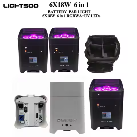 bag LED 6x18w RGBWA+UV 6in1 Wireless Battery Led Stage Up Par Light for Bar Disco Party Home DJ Prof