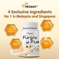Petavit [wholesale Long Expiry Mar 2026 ] FurGlo Plus Dog Multi Vitamin DHA & Calcium Fur Glow ( 100