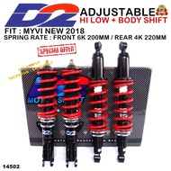 D2 ADJUSTABLE PERODUA MYVI NEW 2018-2022 G3 HI LOW BODY SHIF ABSORBER SPRING SET 18 19 20 21