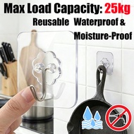 Heavy Duty Transparent Adhesive Hook Reusable Wall Hook SeamlessAdhesive Hook Nail Free Small Hook S