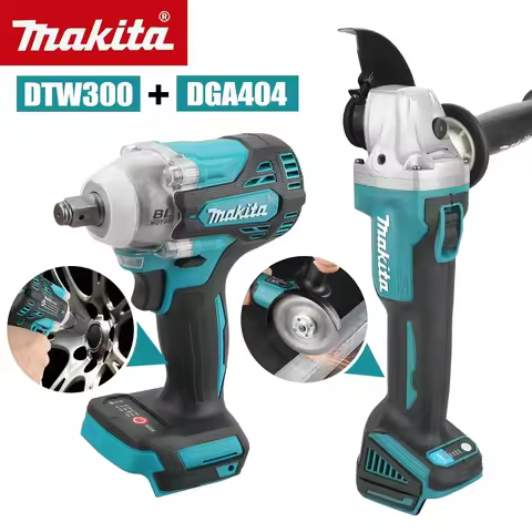 Makita 18V 2-in-1 Tool Set: DTW300 Impact Wrench (580N.m) + DGA404 Grinder for Efficient Car Repair 