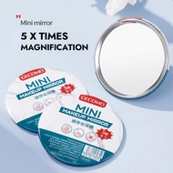 GECOMO Mini Mirror with 5 Times Magnification, Easy to Touch Up Makeup