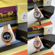 Caoch leather/ stainless steel watch with paper box, manual book paper bag