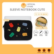 Laptop Sleeve Shockproof Tablet iPad Bag Cover Fits Notebook Asus Acer Lenovo MSI 11 13 14 15 Inch Embroidery Bear Colorful Cute Pattern With Slot Charger Pouch Lenovo Chromebook