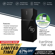 PRISM+ EverShine TMF 420 | 420L Glass Finish Top Mount Freezer Refrigerator | True Total No-Frost |