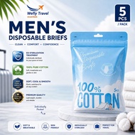 Wefly Travel Disposable Underwear Men Pure Cotton Disposable Brief [EO + Sterilze] 5pc/Pack Men Unde