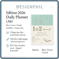 Midori hibino 2026 A6 Daily Planner – Japanese 2 Pages-Per-Day Journal, 768 Ultra-Light Pages, Faux-
