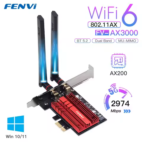 Fenvi WiFi 6 AX3000 Dual Band WiFi Adapter Bluetooth 5.2 Wireless Card 802.11AC PCIE Adapter 2.4G/5G