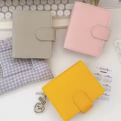 M5 5 Holes PU Leather DIY Binder Notebook Covers Diary Books Schedule Paper School Stationery Only C