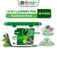 Dettol Propod™ All-in-One Laundry Capsule Laundry Pod Rainforest Fresh Powerful Laundry Capsules wit