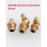 M6 M8 M10 M12 M14 M16 Brass Grease Zerk Nipple Copper Oil Mouth Thread Straight 45 90 Degree Universal Joint Grease Gun Nozzles Butter Gun Fittings