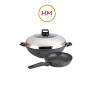 La Gourmet Shogun 36cm Wok With Semi Glass Lid + 16cm Frypan Set With Induction