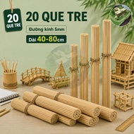 20 5mm round bamboo sticks 80cm long to make cotton candy