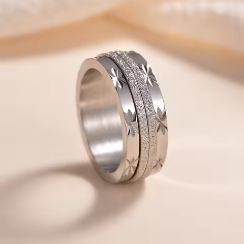 Magitaco Stainless Steel Spinner Rings Fidget Band Rings Moon Star Flower Butterfly Anxiety Rings fo