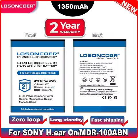 NP-SP70 SP70A SP70B 1350mAh Battery for SONY H.ear On/MDR-100ABN 1RBT/ H.ear On 2/WH-H900N / MDR-1RB