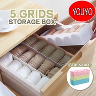 5 Grids Stackable Storage Box Drawer Underwear Lingerie Panties Socks Bra Cosmetic Cupboard Wardrobe