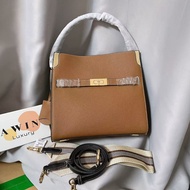 【Awin】LEE RADZIWILL Retro style tote bag made of full leather material with striped wide shoulder st