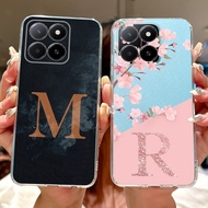 Honor X5b Plus X5b Cute Flower Initial Letter Phone Case HonorX5b X 5B Plus 4G Silicone Soft Cases