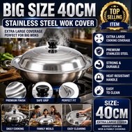 40CM Stainless Steel Wok Cover Large Lid Heat Resistant Kitchen Cookware Pan Cover Lid
