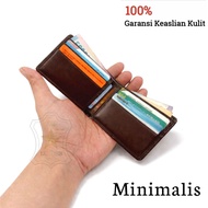 100% Mini Men's Leather Wallet Thin Small Fold Genuine LeatherOriginal Dompet Lelaki Kulit Original