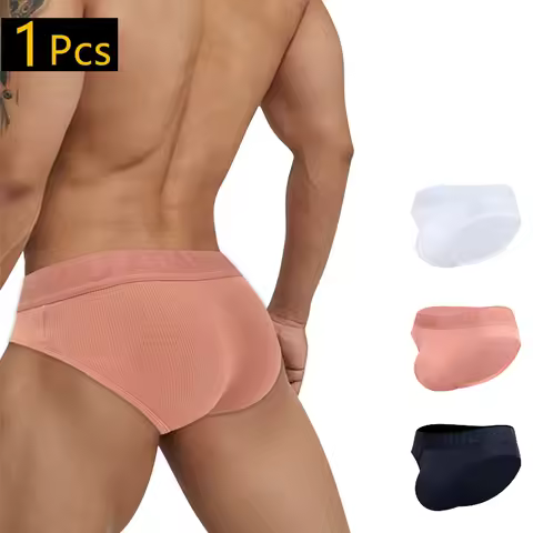 ADANNU Men Underwear Bikini Briefs Modal Fashion Breathable Lingerie Panties Male High Fork Underpan