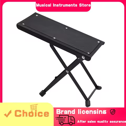 Guitar Footrest Pedal Metal Footboard Non-Slip Pads Height Adjustable Foldable Support Foot Stool Gu