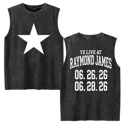 Vintage Washed Vest Kanye West Ye Live At Raymond James Album 2026 T Shirts Men's Women Casual 100% 