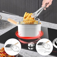 Deep Fryer Pot Stainless Steel Frying Pan with Basket and Handle Portable Square Deep Frying Pan Mul