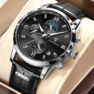 นาฬิกาธุรกิจ Lige สำหรับผู้ชายแบรนด์หรูนาฬิกาผู้ชายหนังกันน้ำนาฬิกาควอตซ์กีฬาโครโนกราฟผู้ชาย relogio masculino