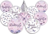 200pcs Purple Butterfly Theme Thank You Stickers 5 Fantastic Butterfly and Gratitude Text Styles, Su