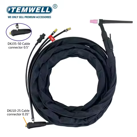 WP20 WP20F TIG Welding Torch Gas-Electric Integrated Rubber Red Hose 4M 10-25/35-50 Quick Euro Conne