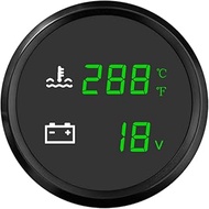 JINGERL 52mm 2 In 1 Multifunction Gauge Water Level Gauge + Water Temp Meter Or Fuel Level Voltmeter