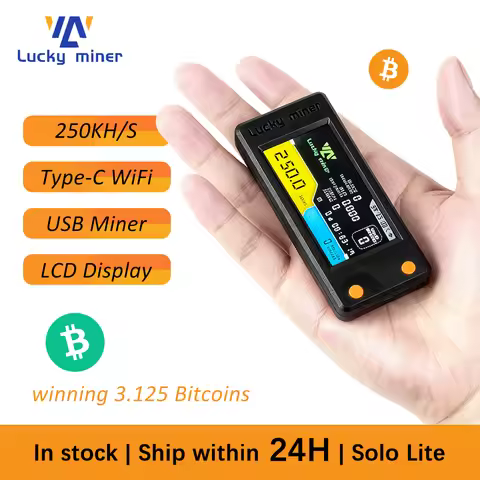 LuckyMiner LV02Pro 250KH/s 1W Minin Solo Miner Support Sha256 BTC BCH BSV DGB Coins Lucky Lottery Ma