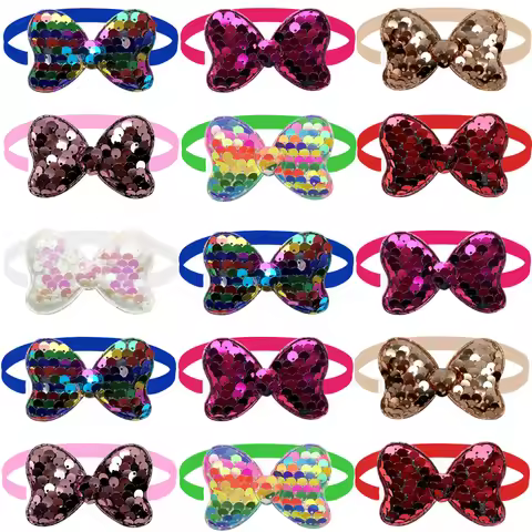 50/100pcs Sequin Style Pet Puppy Ties Dog Accessories Pet Dog Bow Tie Bowknot Dog Bowtie Collar Pet