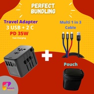 🇸🇬 (SG Stock) Universal Travel Adapter, PD 35W &amp; QC3.0 Plug Adapter 3 USB &amp; 2 USB-C
