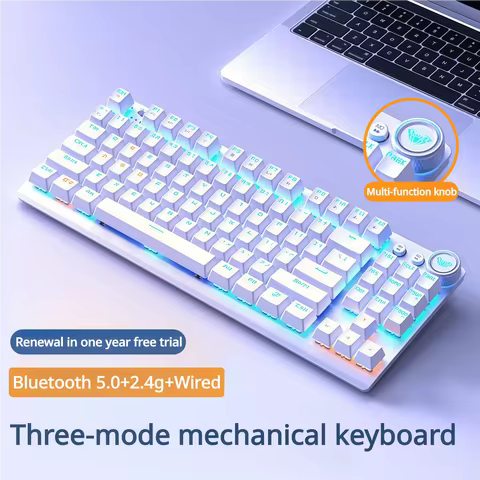 AULA F3001 Mechanical Keyboard Bluetooth Wireless Three Mode Metal Panel Two-color Injection Molding
