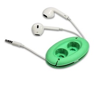 MH2 高音質耳塞式重低音3.5mm耳機收納組(綠色)/含創意強力磁扣
