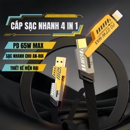 4-in-1 65W 4-Head Fast Charging Cable (C-L, C-C, USB-C, USB-L) - Super Fast Charging for All Devices