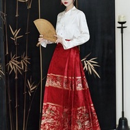 酒紅色 鴛鴦語 漢服馬面裙 半身裙 復古改良中式新娘敬酒服禮服