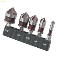 weroyal Industrial Grade 5 Flute 82 Degree Chamfer Tool Hexagonal Grip Metal Drill Bits