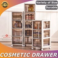 Transparent Cabinet Storage Box Cosmetic Multipurpose drawer Storage Trolley Moveable kabinet 3 4 5 layer with wheels