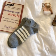 Lovito Casual Socks Colorblock Spring/summer Grey Socks for Women LNE107X016 Lovito Stoking Kasual W