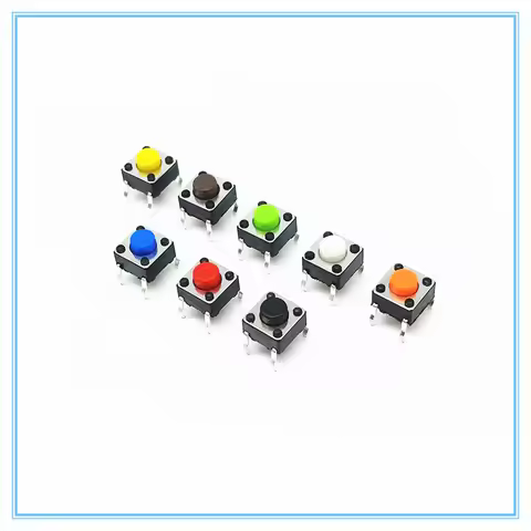 50PCS 6*6*5mm 4PIN Seven color Smart Electronics Tactile Switches Push Button SMD Tact Switch Switch